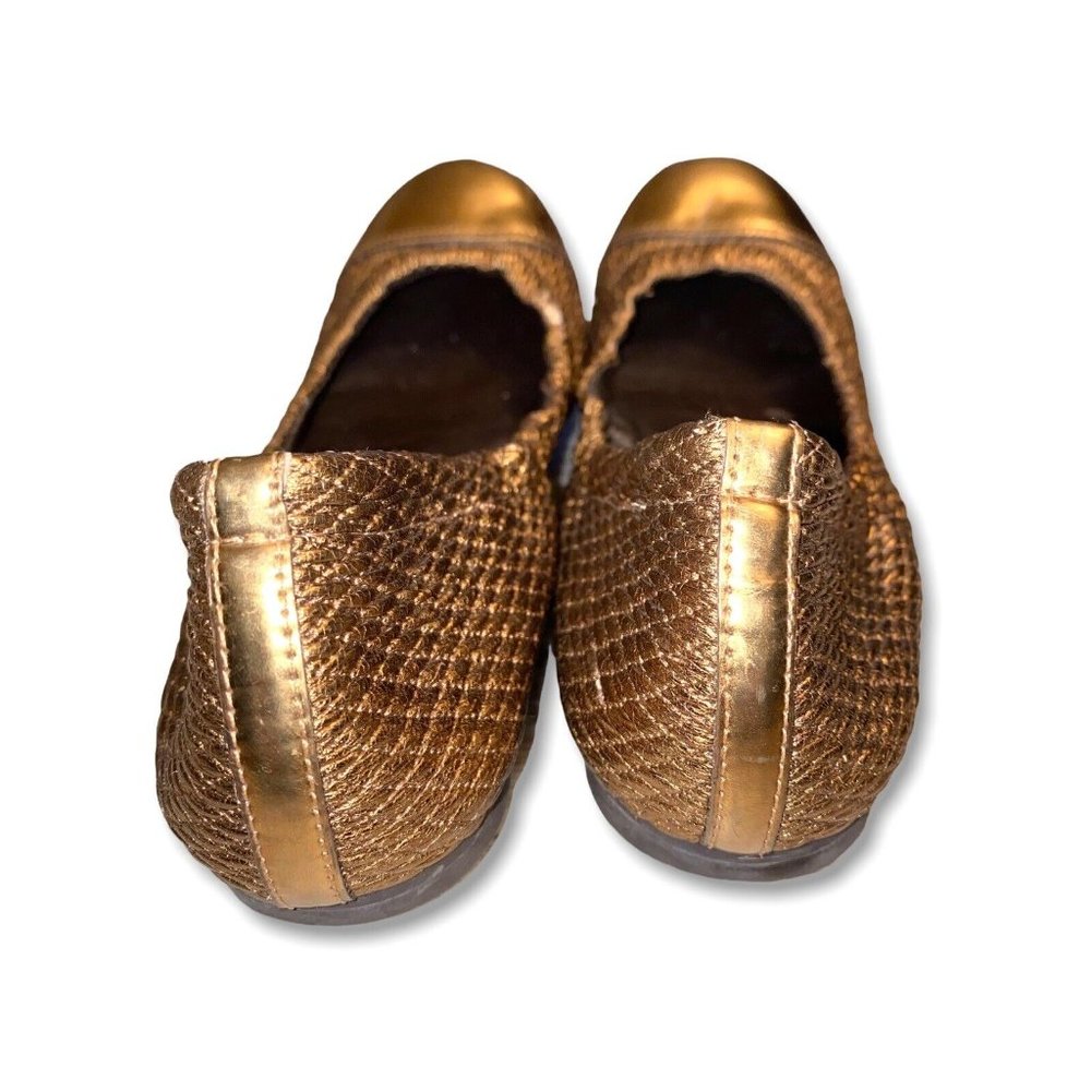 Tory Burch Anne Marie Leather Quilted Metallic Ballet Flats Bronze Size 7 - Picture 8 of 8